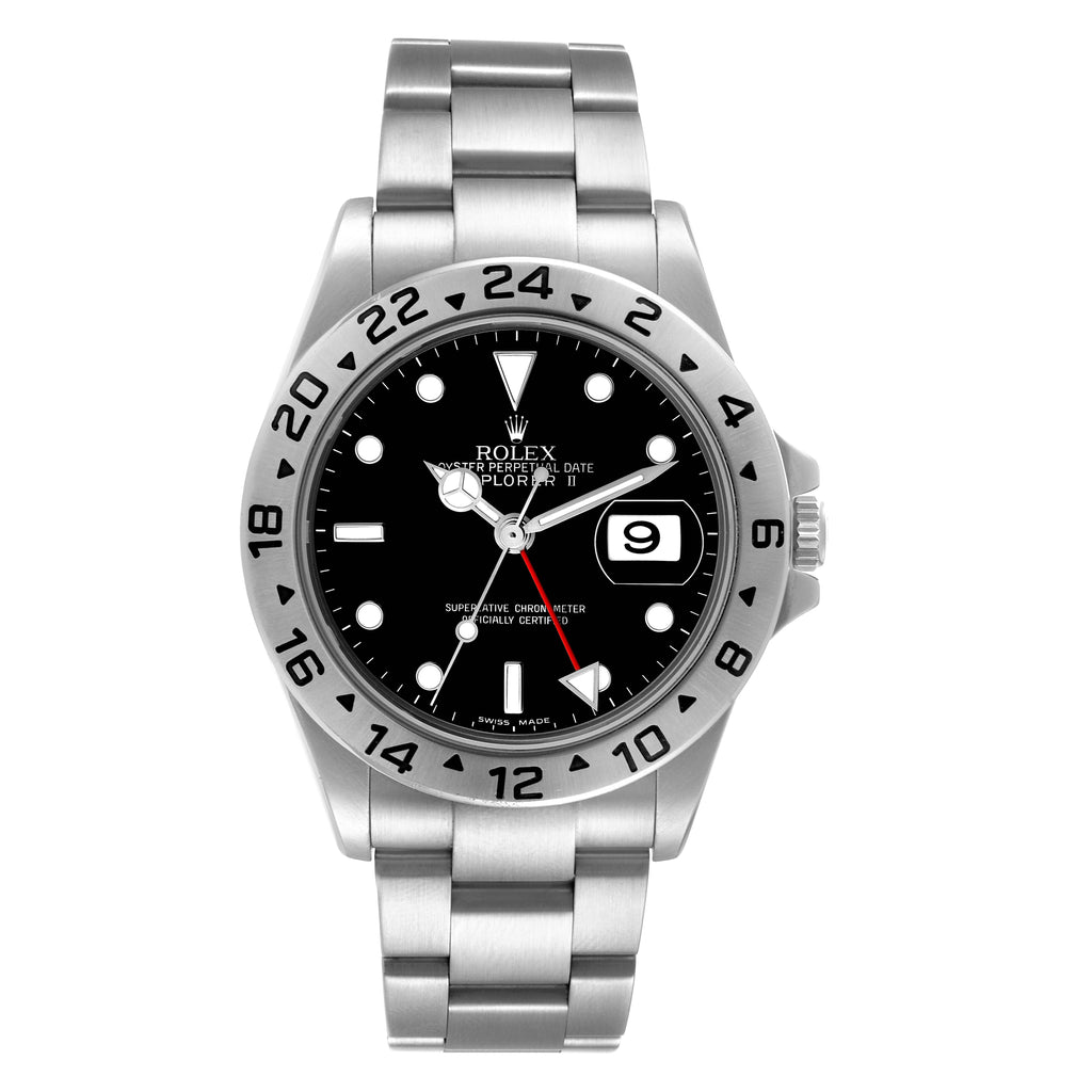 Rolex Explorer II Black Dial Automatic Steel Mens Watch 16570 Box Service Card