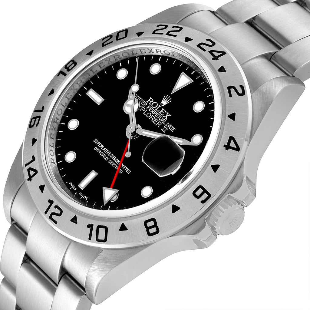 Rolex Explorer II Black Dial Parachrom Hairsprin Mens Watch 16570 Box Card