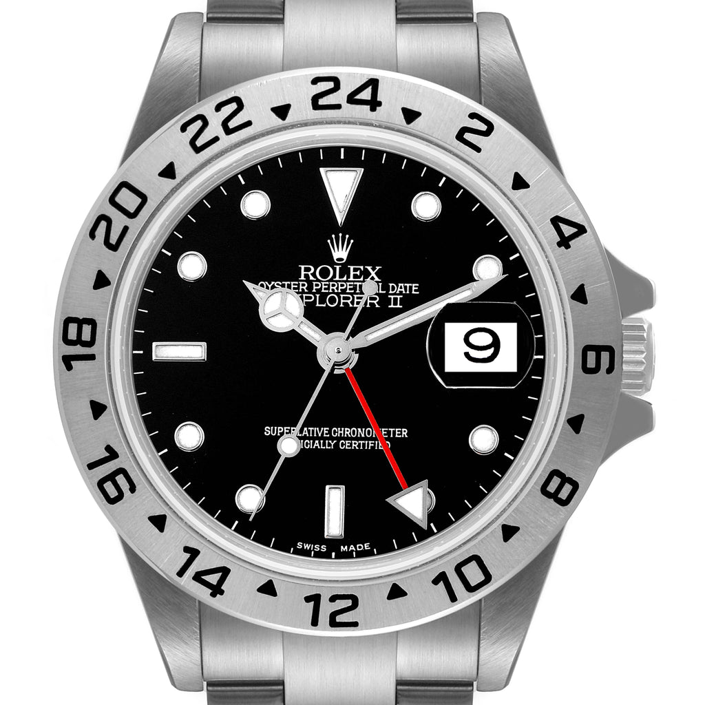 Rolex Explorer II Black Dial Parachrom Hairsprin Mens Watch 16570 Box Card