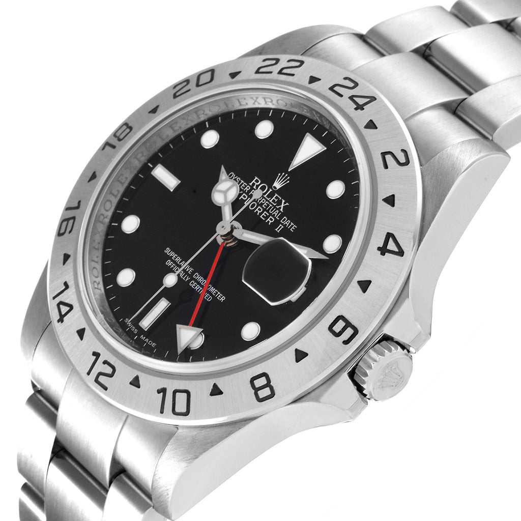 Rolex Explorer II Black Dial Parachrom Hairspring Steel Watch 16570 Box Card