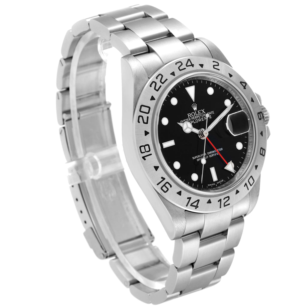 Rolex Explorer II Black Dial Parachrom Hairspring Steel Watch 16570 Box Card