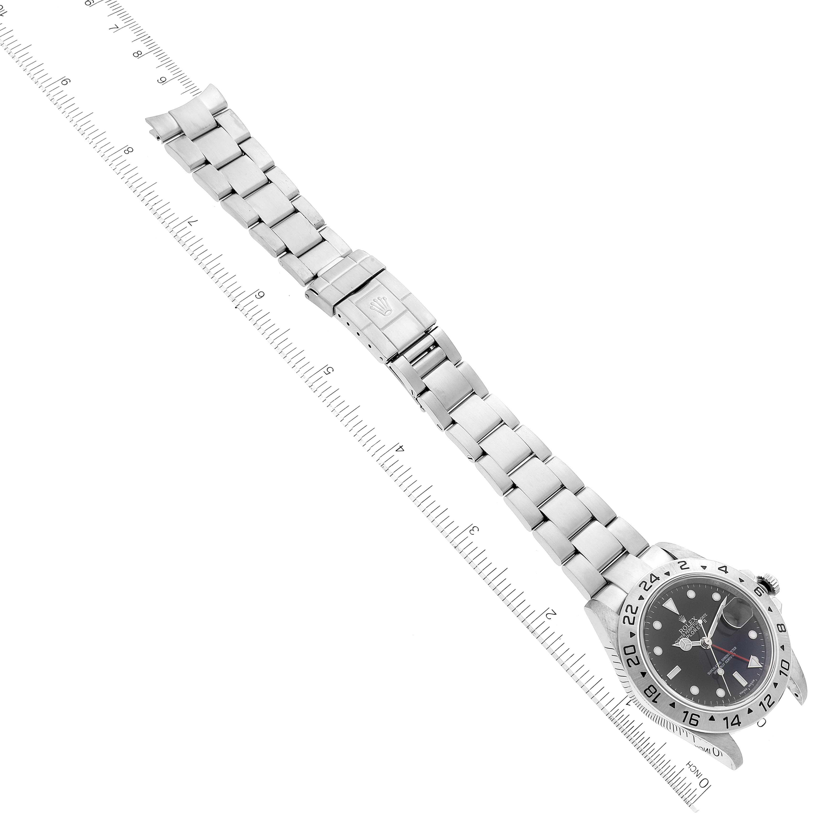 Rolex Explorer II Black Dial Parachrom Hairspring Steel Watch 16570 Box Card