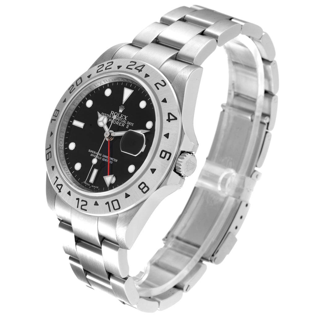 Rolex Explorer II Black Dial Parachrom Hairspring Steel Watch 16570 Box Card