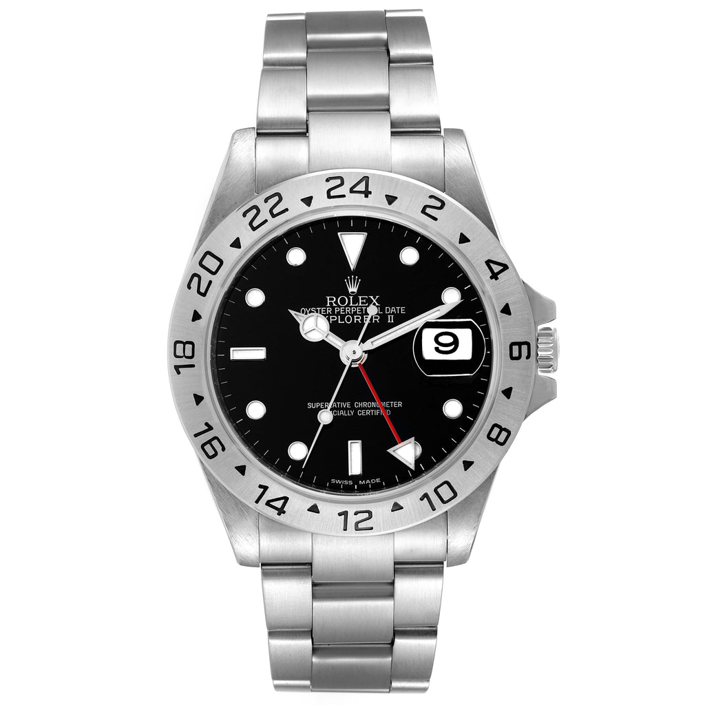 Rolex Explorer II Black Dial Parachrom Hairspring Steel Watch 16570 Box Card