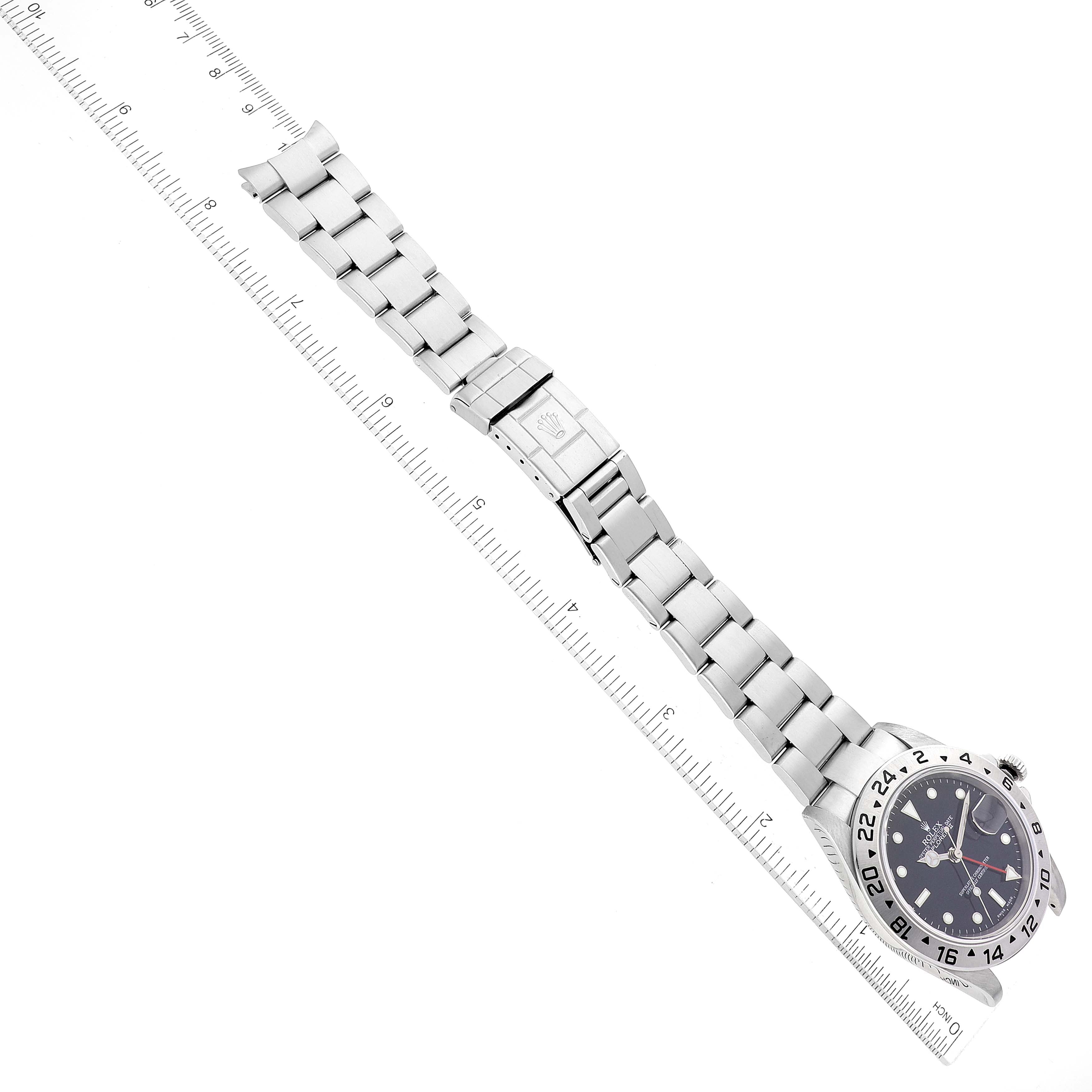 Rolex Explorer II 40mm Black Dial Red Hand Steel Mens Watch 16570 Box Papers