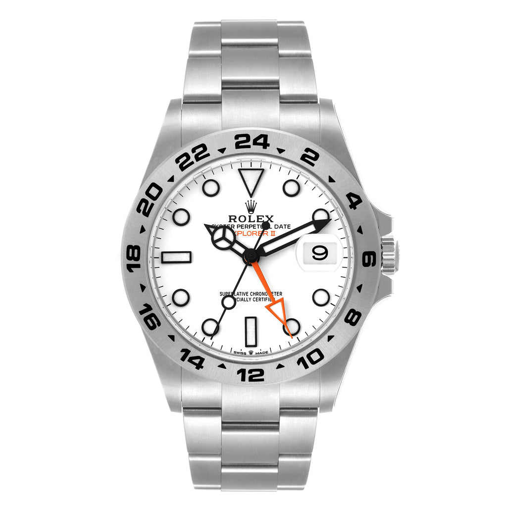 Rolex Explorer II Polar White Dial Orange Hand Steel Mens Watch 226570 Unworn