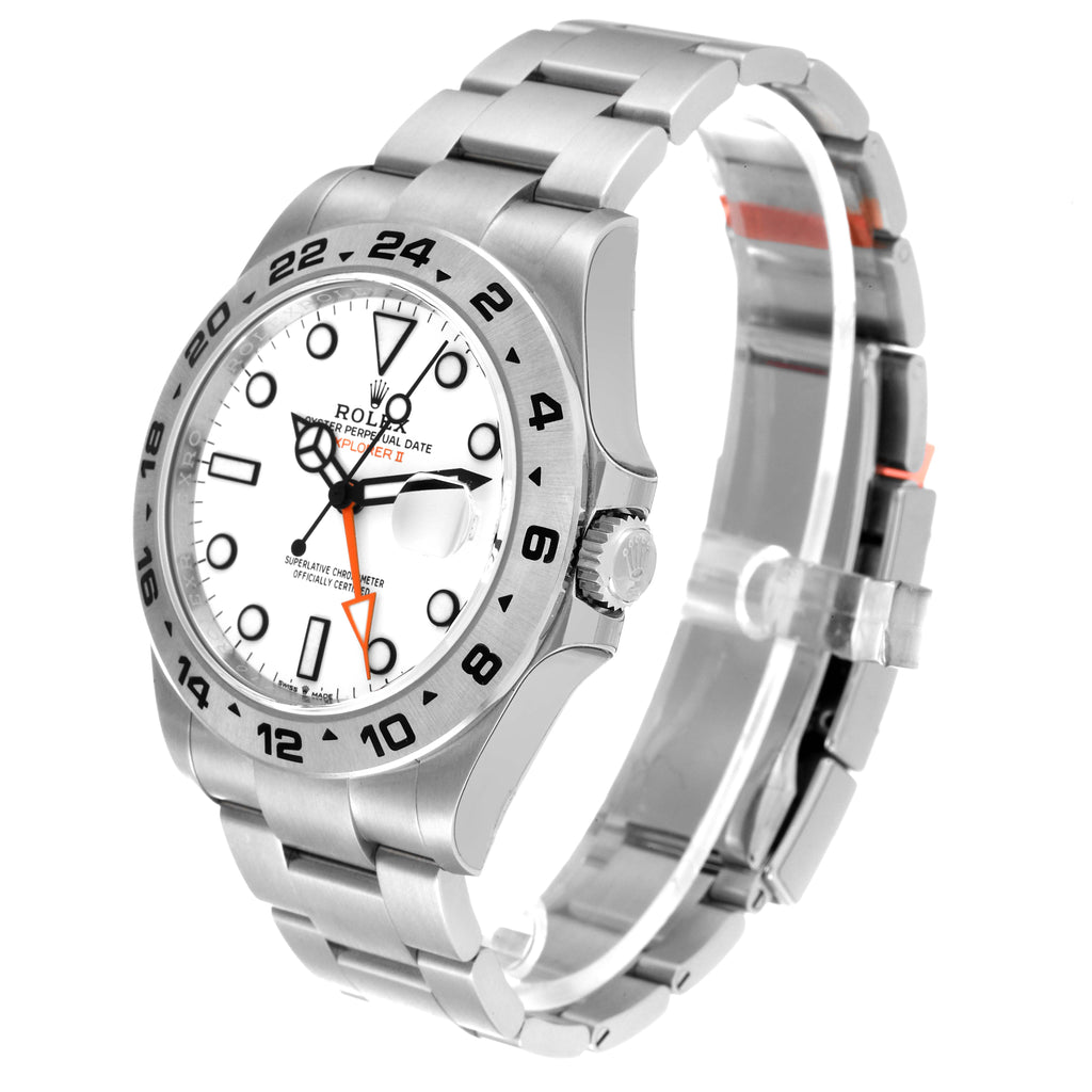 Rolex Explorer II Polar White Dial Orange Hand Steel Mens Watch 226570 Unworn