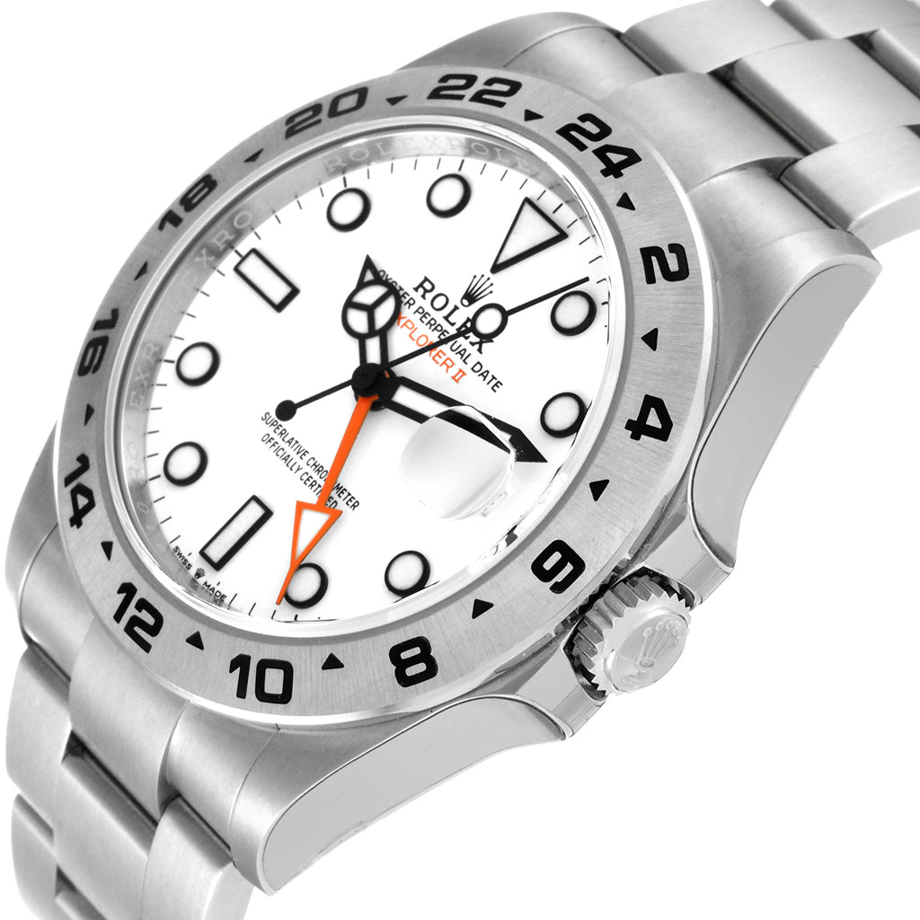 Rolex Explorer II Polar White Dial Orange Hand Steel Mens Watch 226570 Unworn