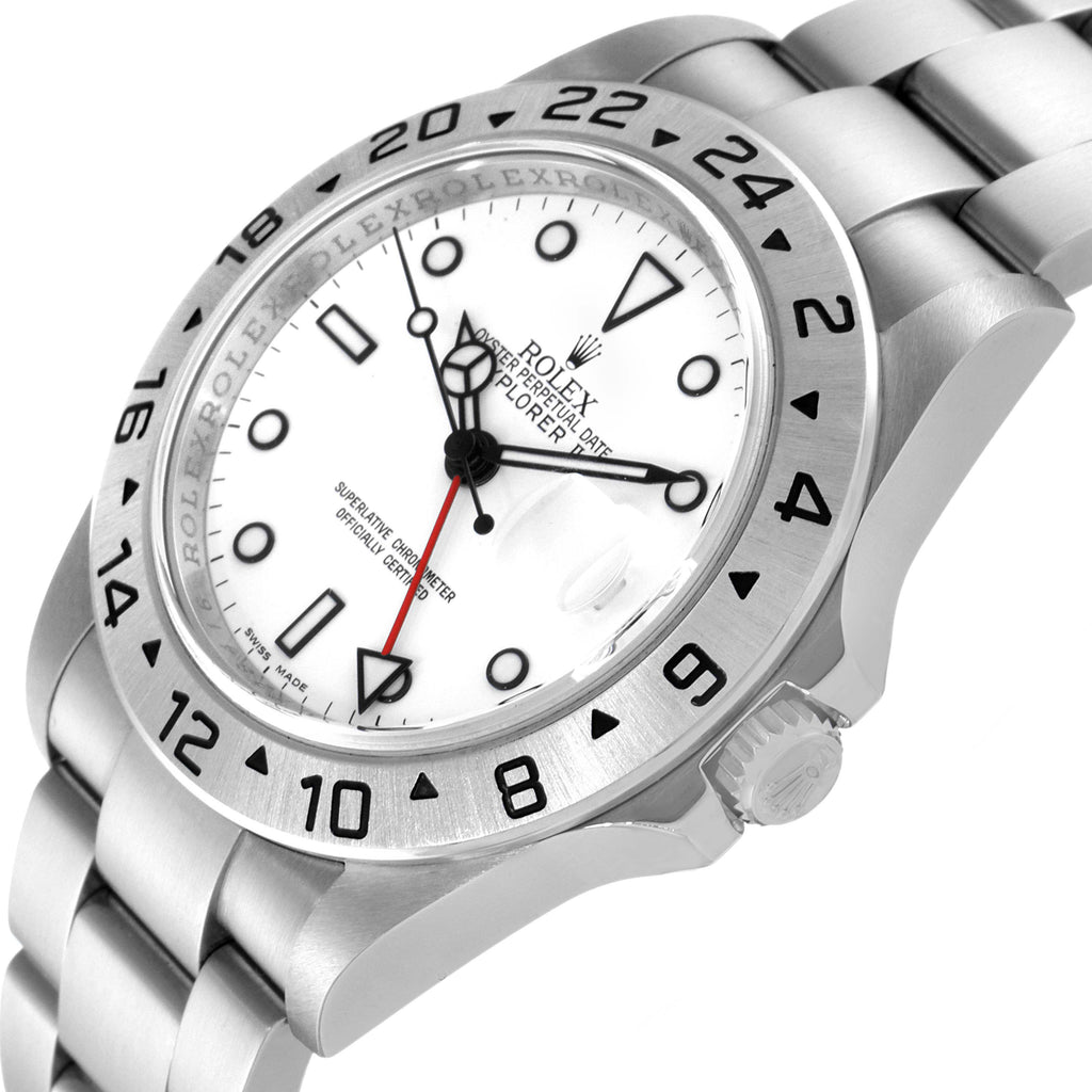 Rolex Explorer II White Dial Parachrom Hairspring Mens Watch 16570 Box Card