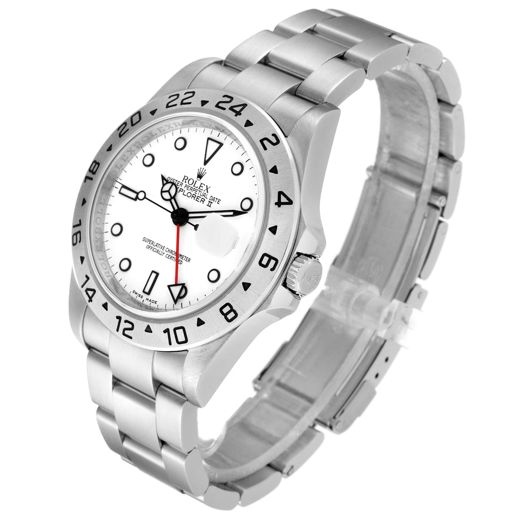 Rolex Explorer II White Polar Dial Parachrom Hairspring Steel Mens Watch 16570 Box Card