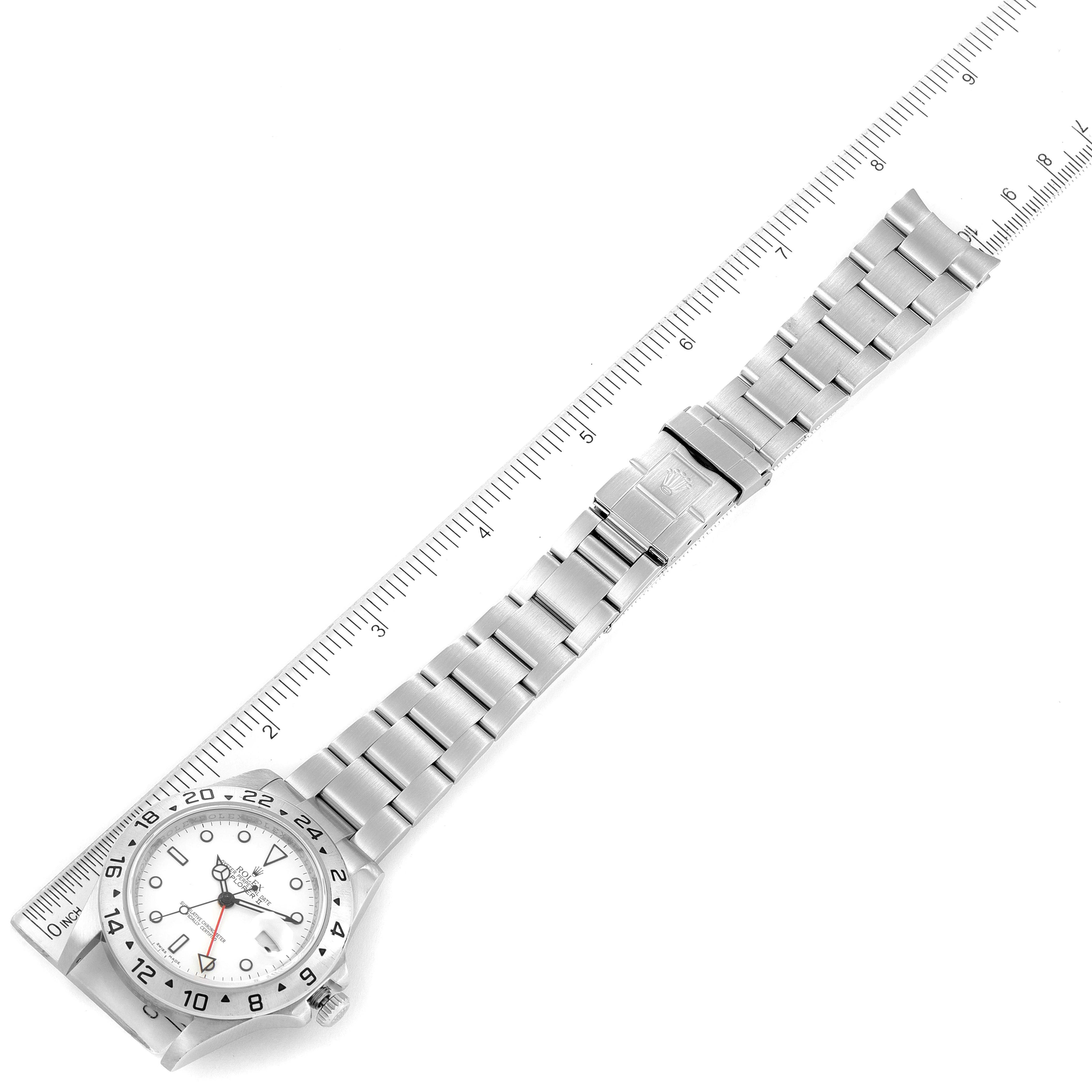 Rolex Explorer II White Polar Dial Parachrom Hairspring Steel Mens Watch 16570 Box Card