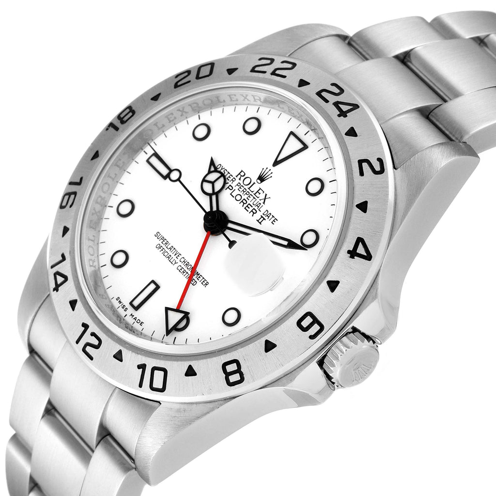 Rolex Explorer II White Polar Dial Parachrom Hairspring Steel Mens Watch 16570 Box Card