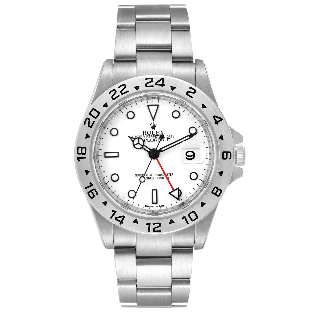 Rolex Explorer II White Polar Dial Parachrom Hairspring Steel Mens Watch 16570 Box Card