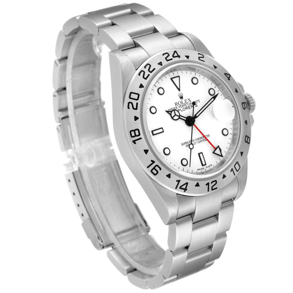 Rolex Explorer II White Polar Dial Parachrom Hairspring Steel Mens Watch 16570 Box Card