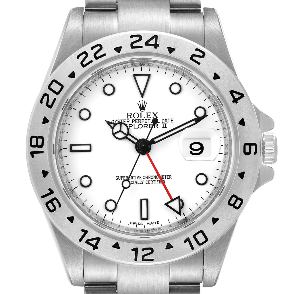 Rolex Explorer II White Polar Dial Parachrom Hairspring Steel Mens Watch 16570 Box Card