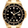 Rolex GMT Master 18K Yellow Gold Black Dial Mens Watch 16718 Box Service Card