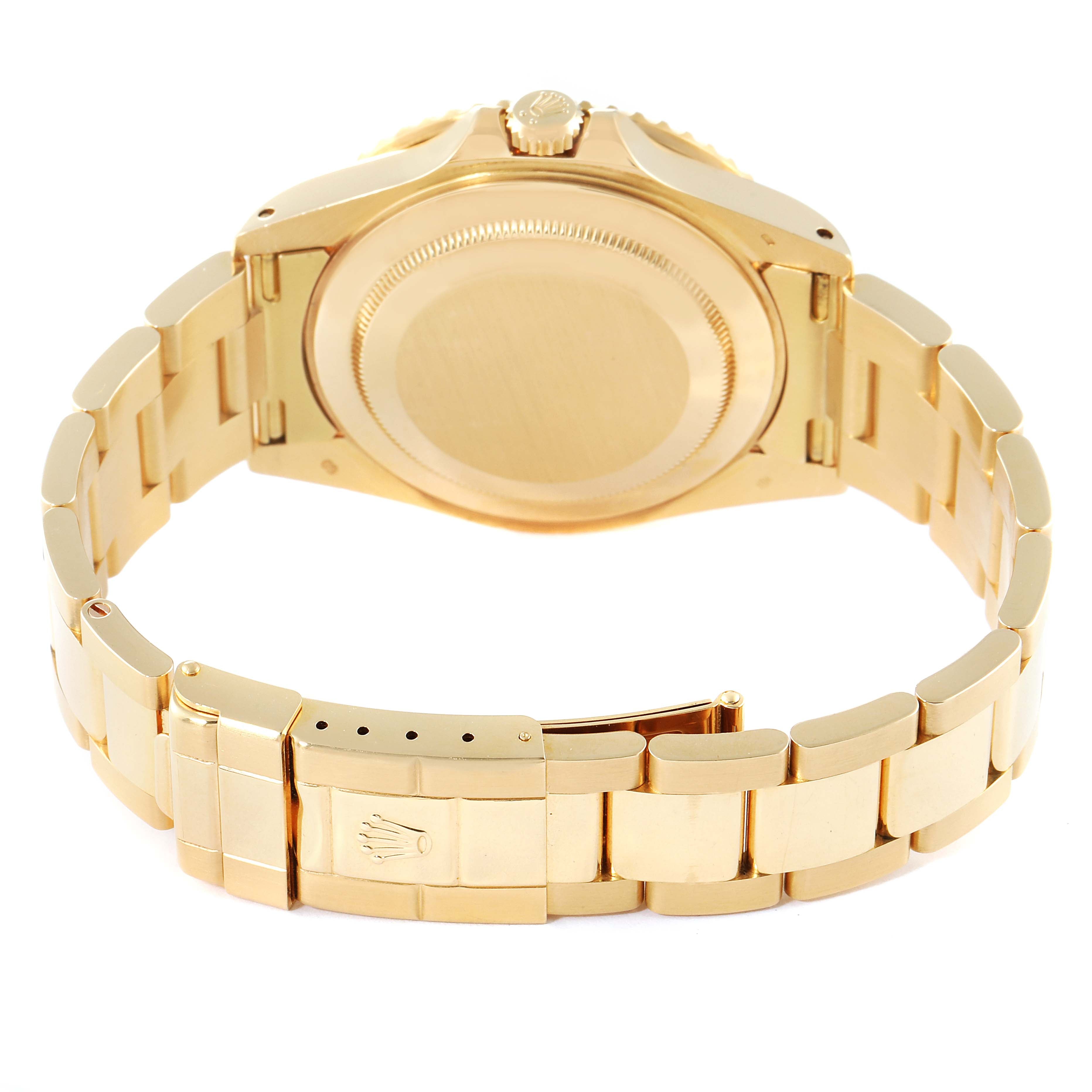 Rolex GMT Master 18K Yellow Gold Black Dial Mens Watch 16718 Box Service Card