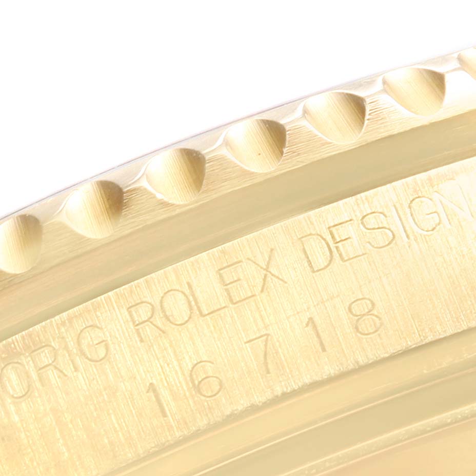 Rolex GMT Master 18K Yellow Gold Black Dial Mens Watch 16718 Box Service Card
