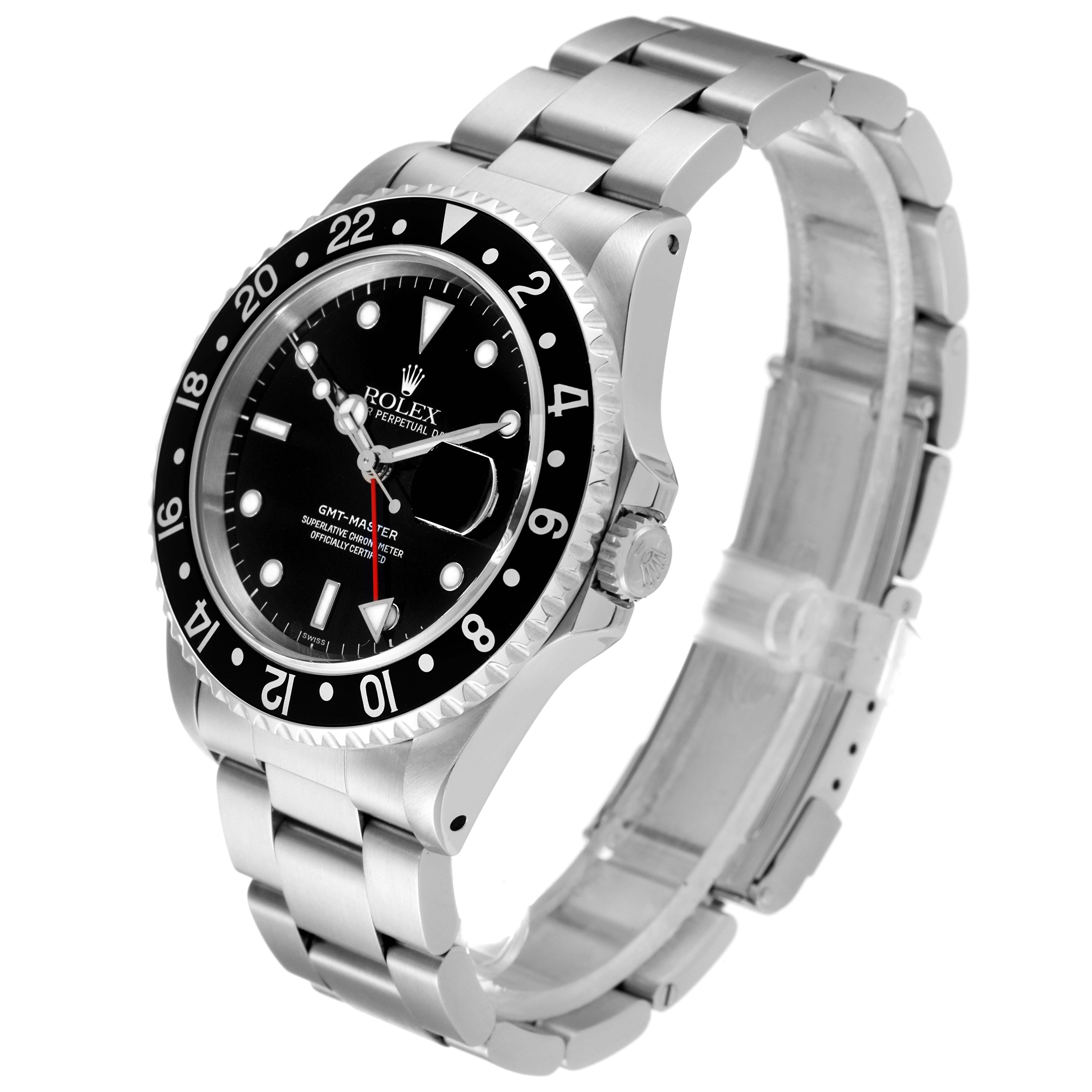 Rolex GMT Master Black Bezel Automatic Steel Mens Watch 16700 Box Service Card