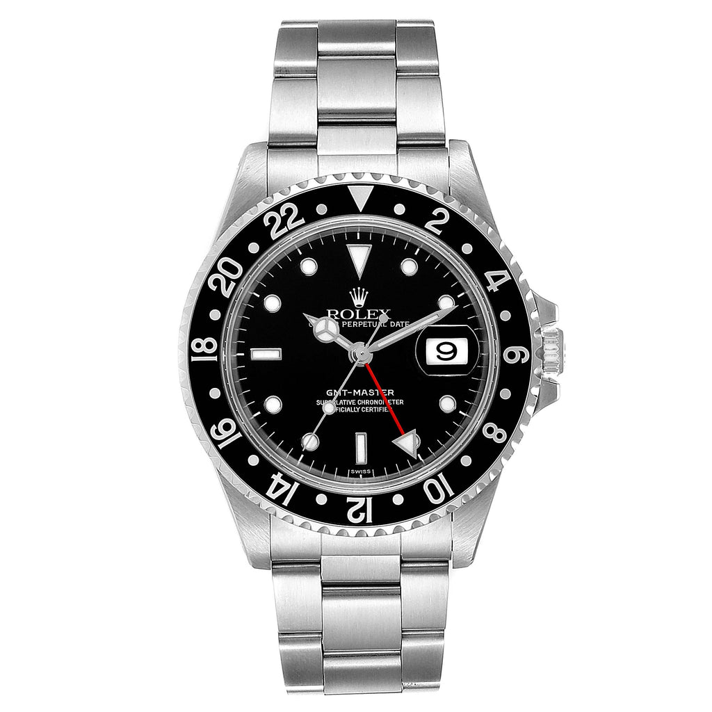 Rolex GMT Master Black Bezel Automatic Steel Mens Watch 16700 Box Service Card