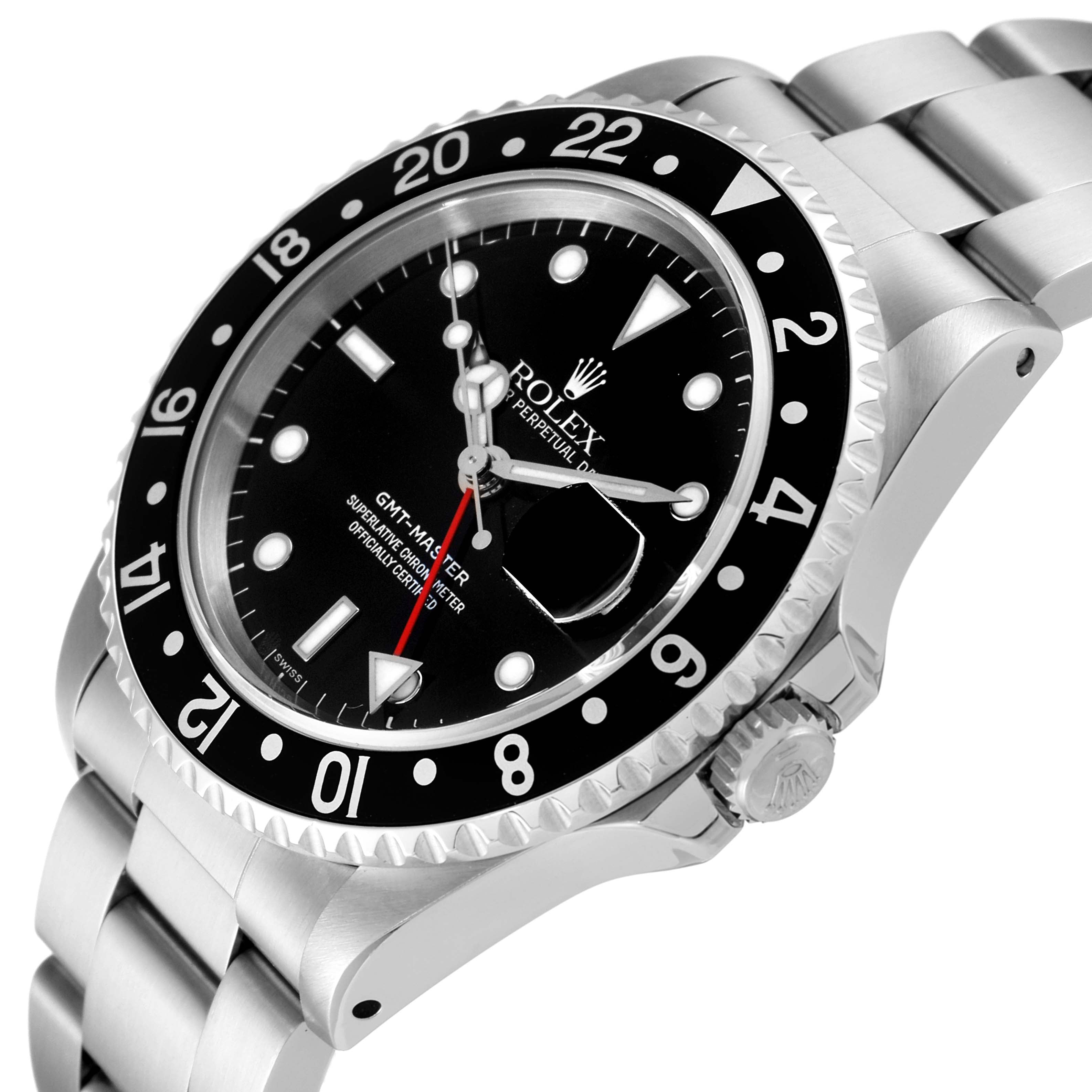 Rolex GMT Master Black Bezel Automatic Steel Mens Watch 16700 Box Service Card