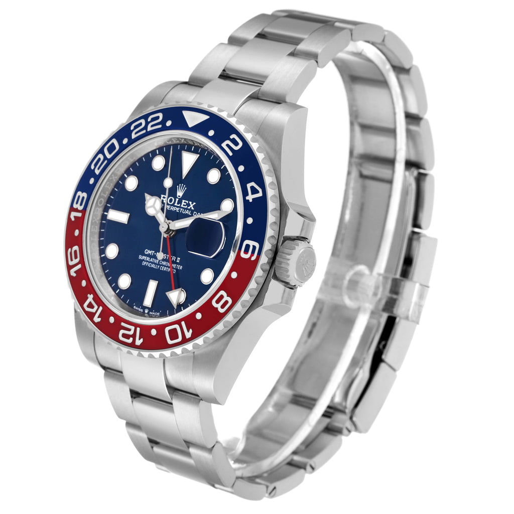 Rolex GMT Master II White Gold Pepsi Bezel Mens Watch 126719 Box Card