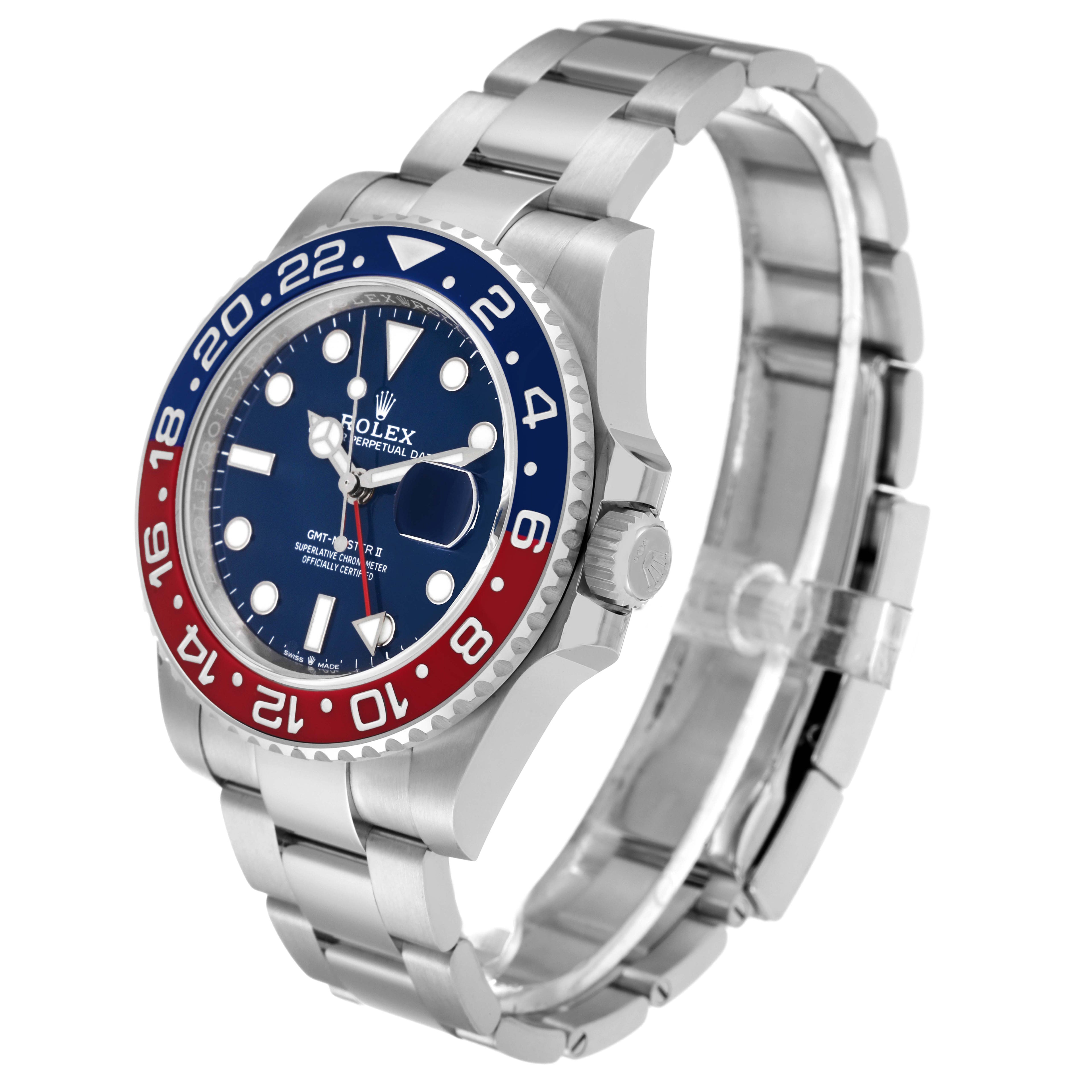 Rolex GMT Master II White Gold Pepsi Bezel Mens Watch 126719 Box Card