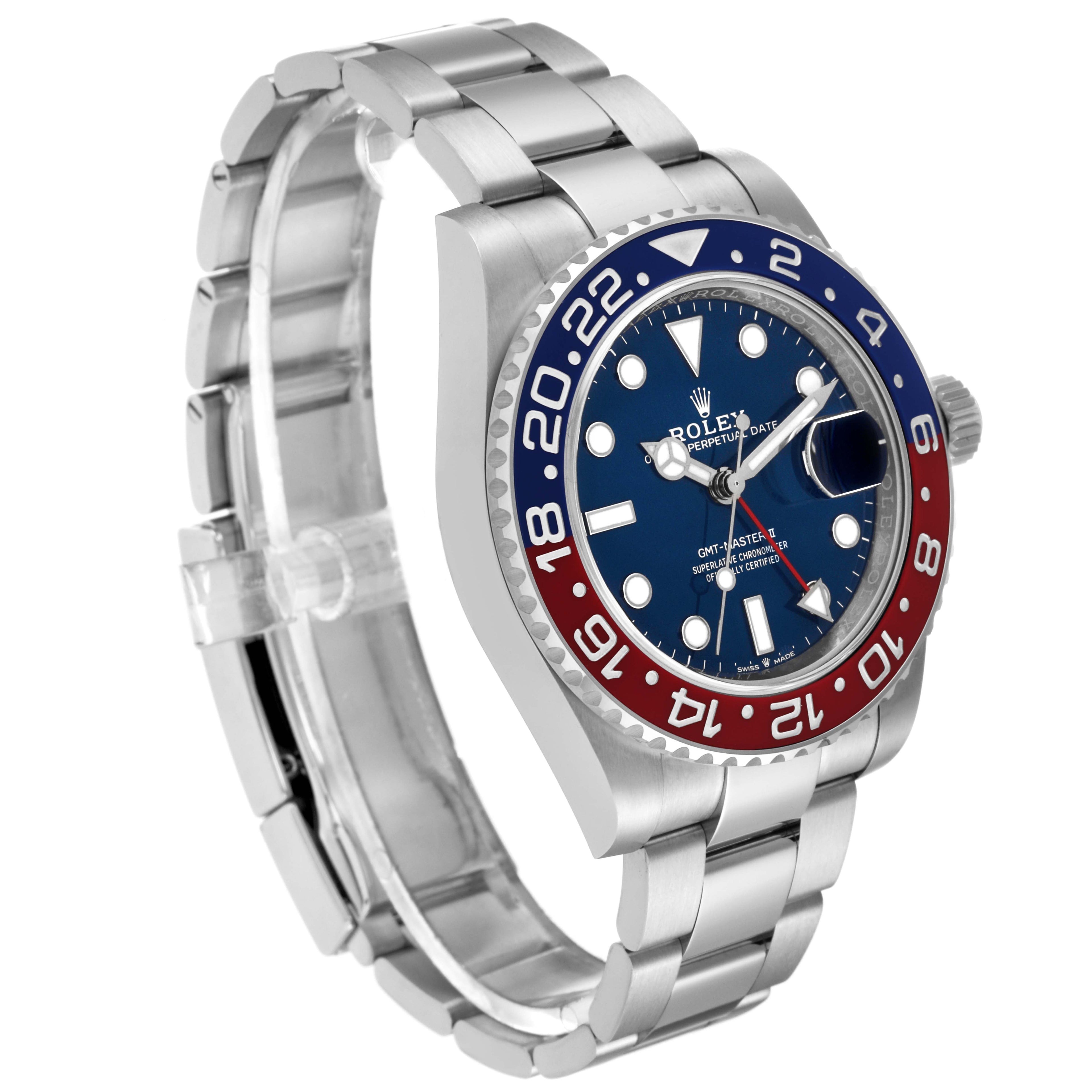 Rolex GMT Master II White Gold Pepsi Bezel Mens Watch 126719 Box Card