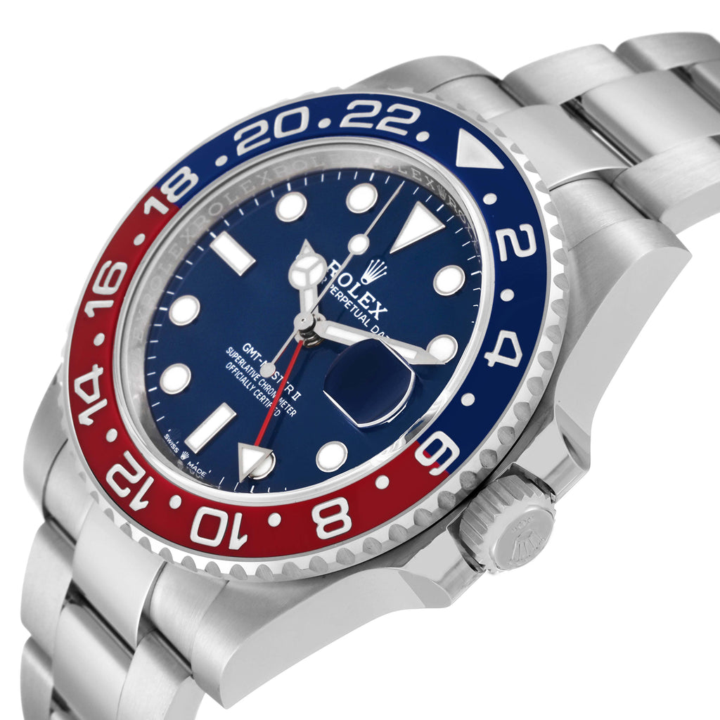 Rolex GMT Master II White Gold Pepsi Bezel Mens Watch 126719 Box Card