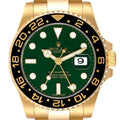 Rolex GMT Master II 18K Yellow Gold Green Dial Mens Watch 116718