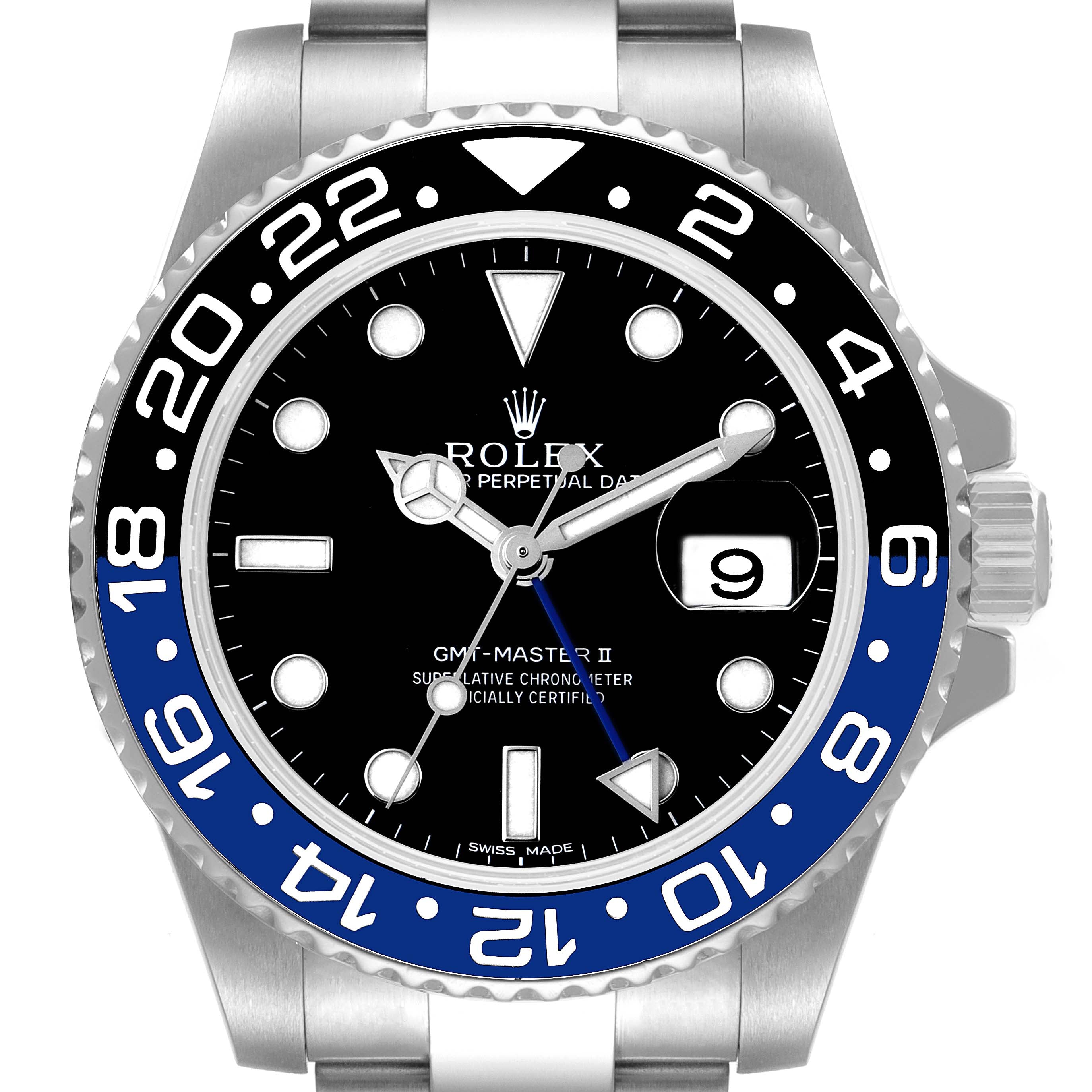 Rolex GMT Master II Batman Blue Black Ceramic Bezel Steel Watch 116710