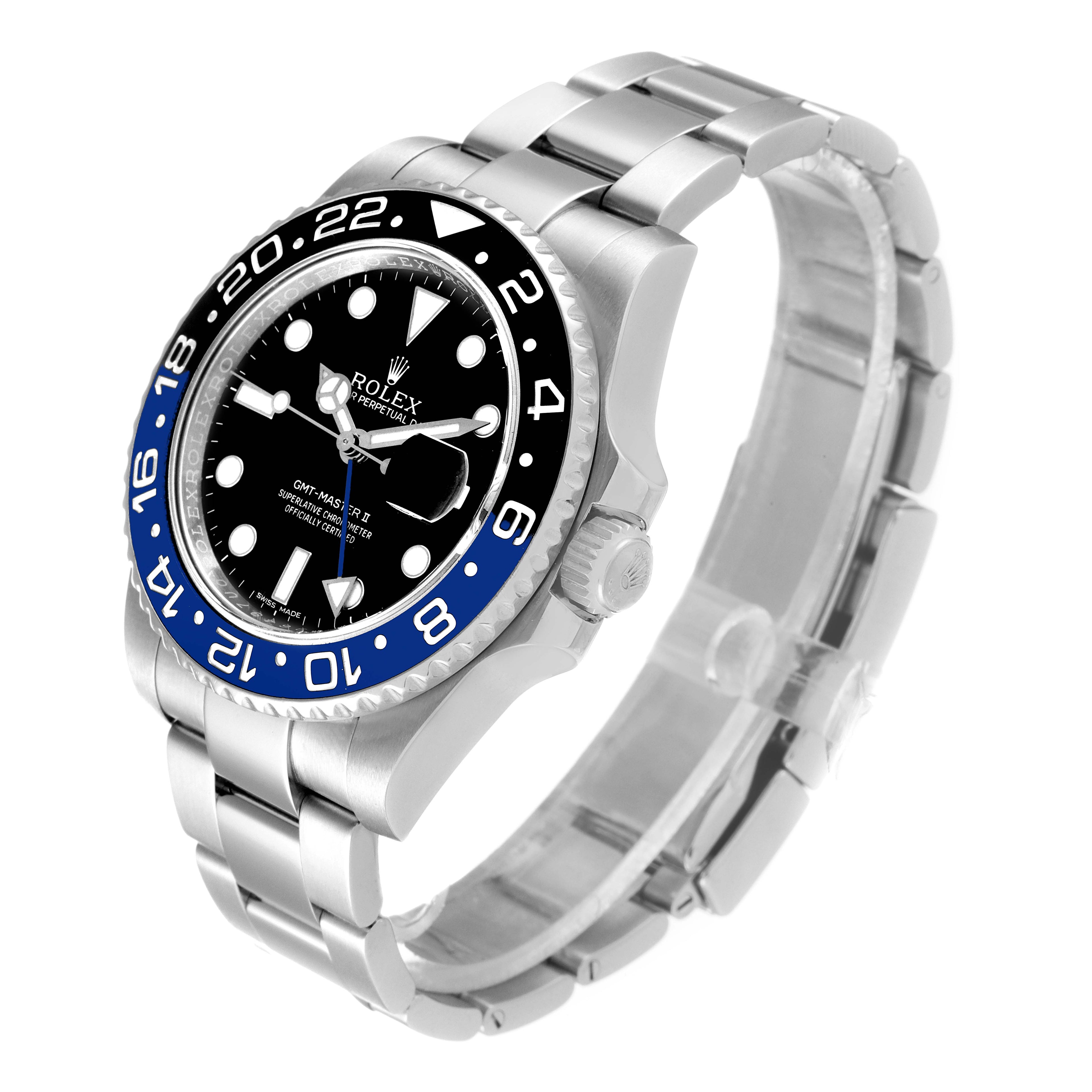 Rolex GMT Master II Batman Blue Black Ceramic Bezel Steel Watch 116710