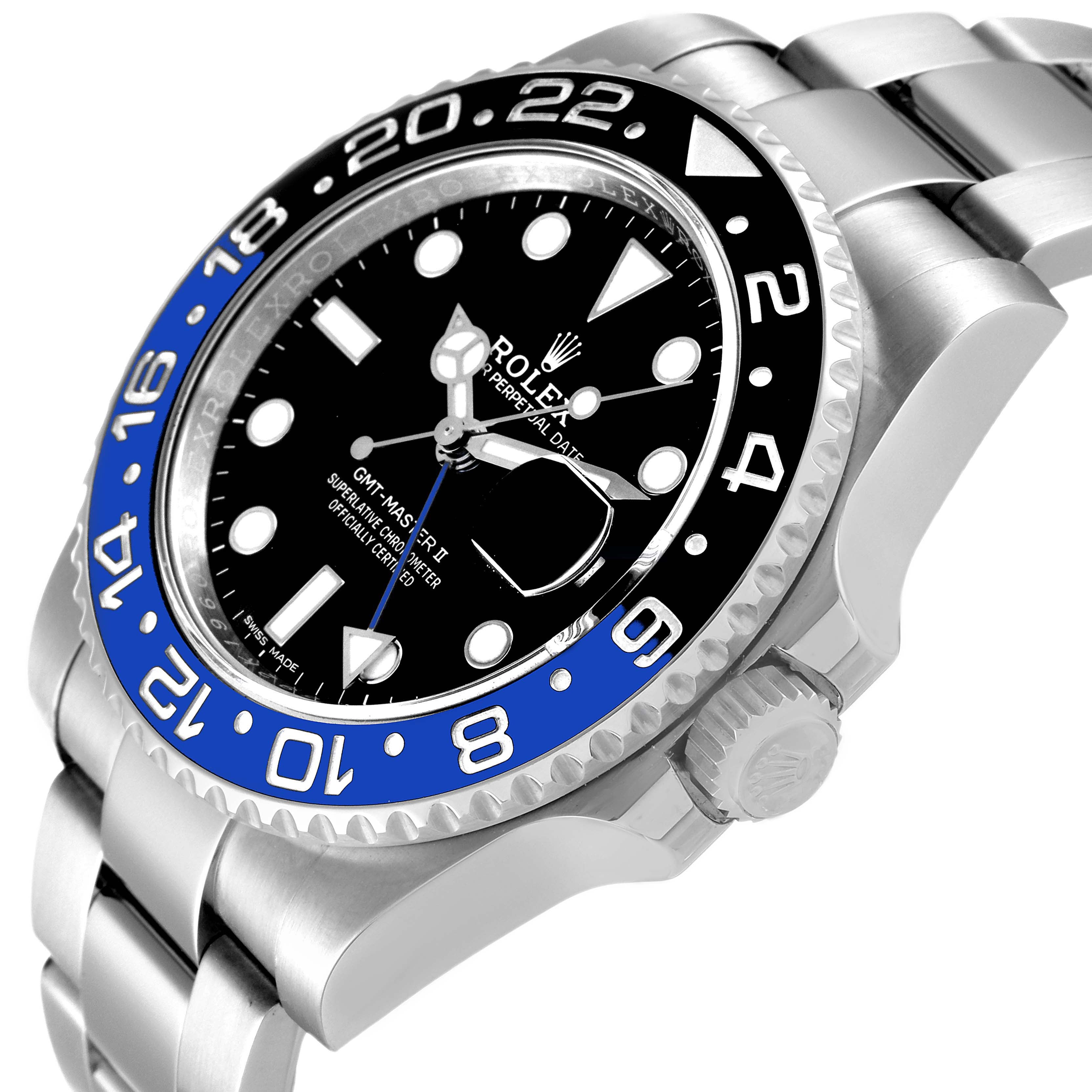Rolex GMT Master II Batman Blue Black Ceramic Bezel Steel Watch 116710BLNR
