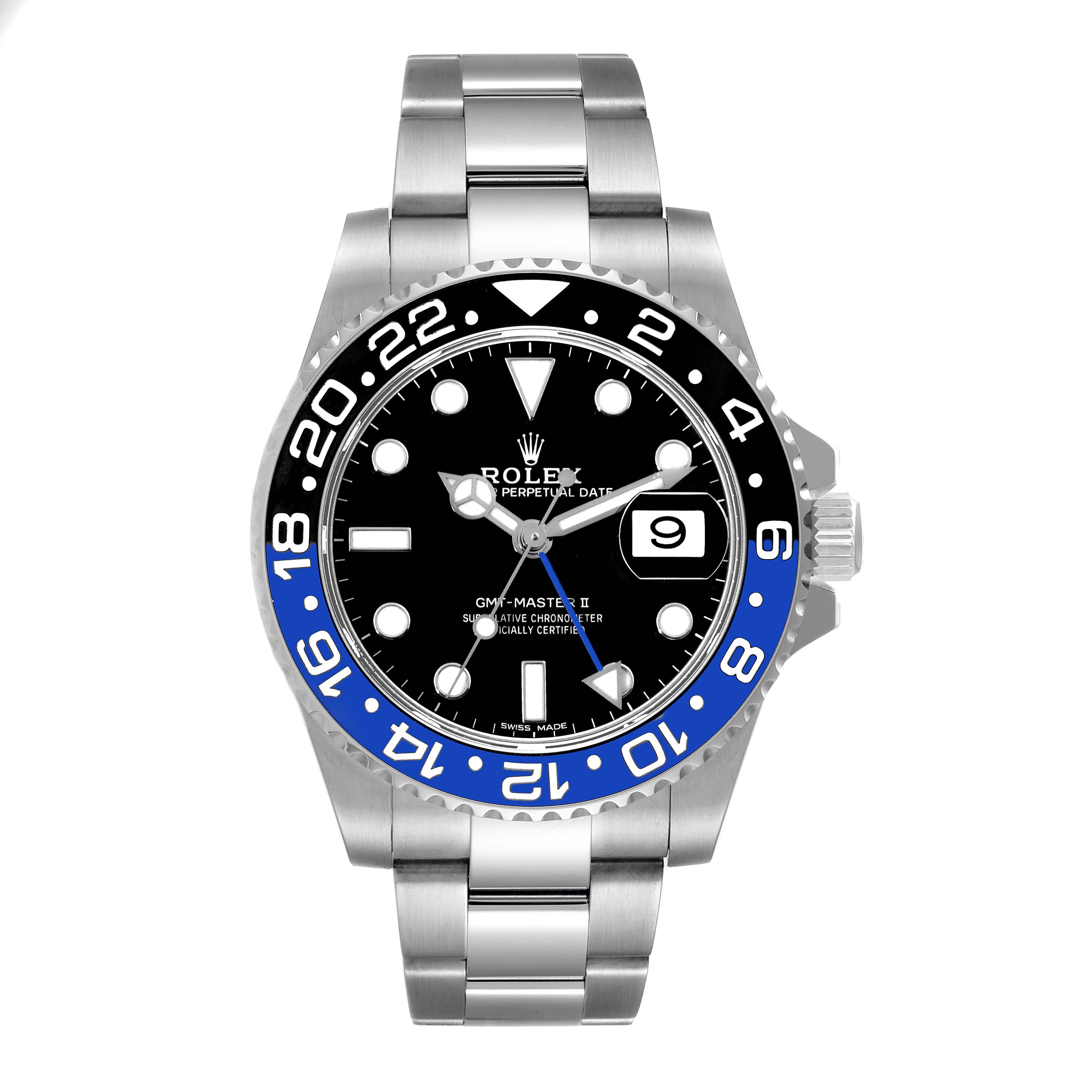 Rolex GMT Master II Batman Blue Black Ceramic Bezel Steel Watch 116710BLNR