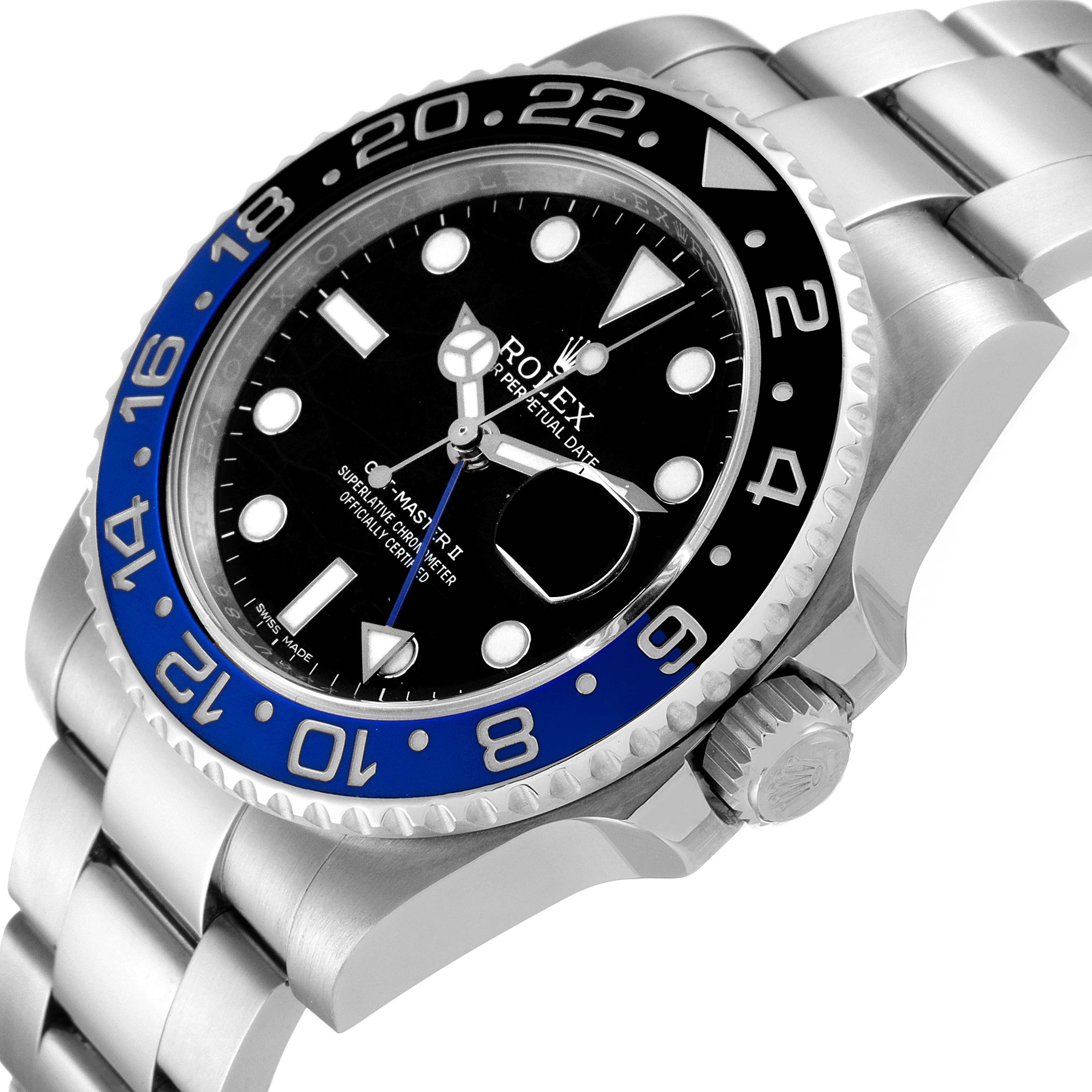 Rolex GMT Master II Batman Blue Black Ceramic Bezel Steel Watch 116710 BLNR Box Card