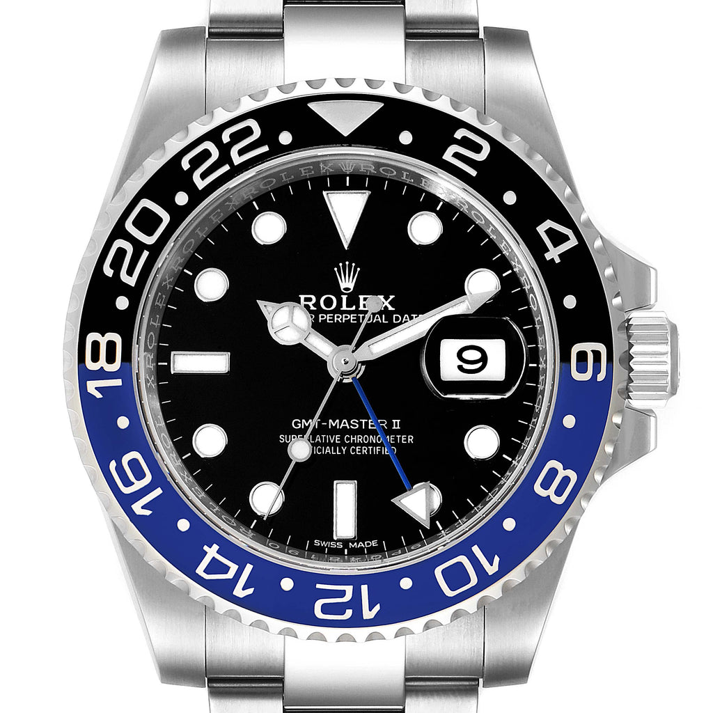 Rolex GMT Master II Batman Blue Black Ceramic Bezel Steel Watch 116710 Unworn