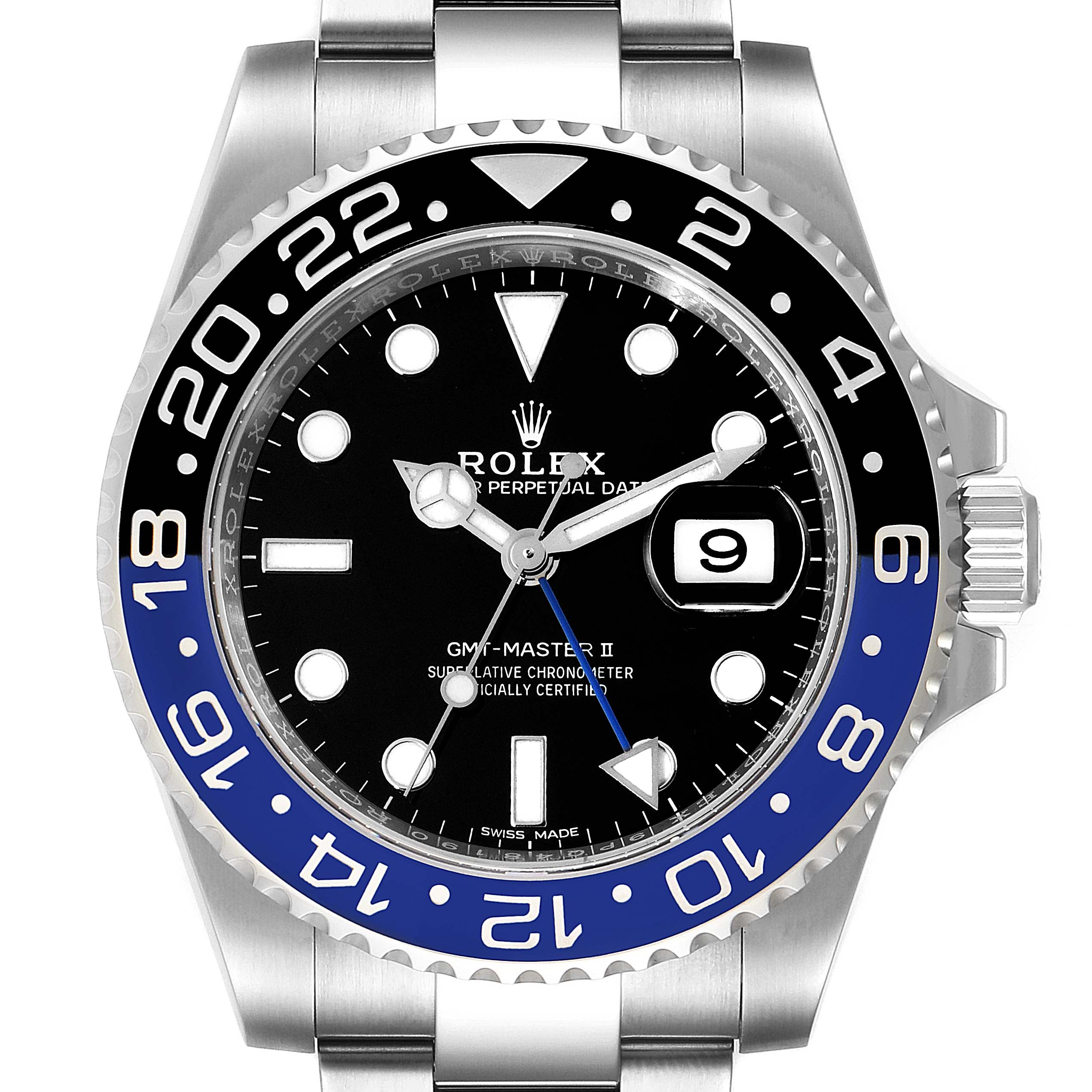 Rolex GMT Master II Batman Blue Black Ceramic Bezel Steel Watch 116710 Unworn