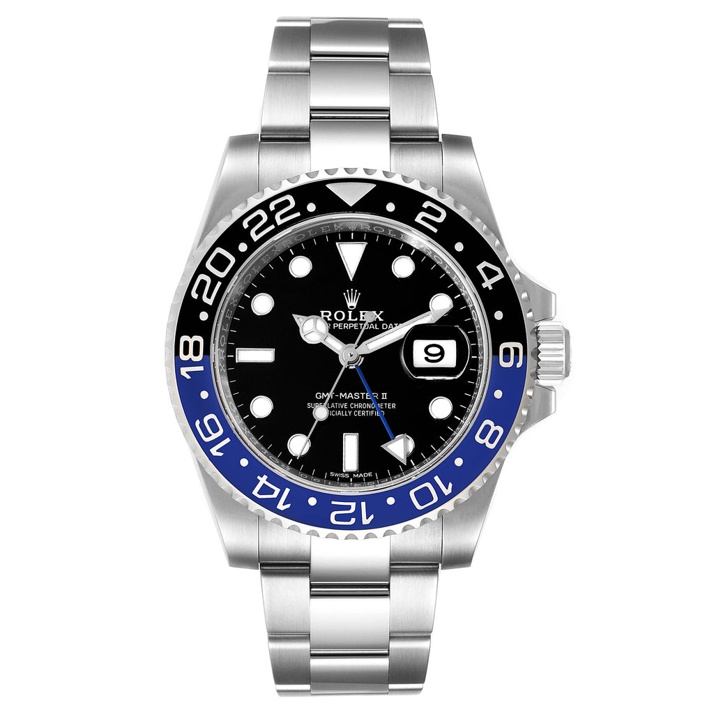Rolex GMT Master II Batman Blue Black Ceramic Bezel Steel Watch 116710 Unworn