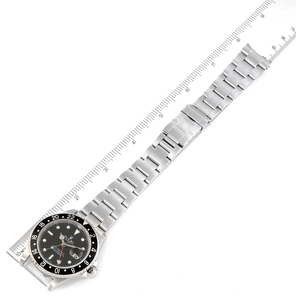 Rolex GMT Master II Black Bezel Steel Mens Watch 16710 Box Service Card