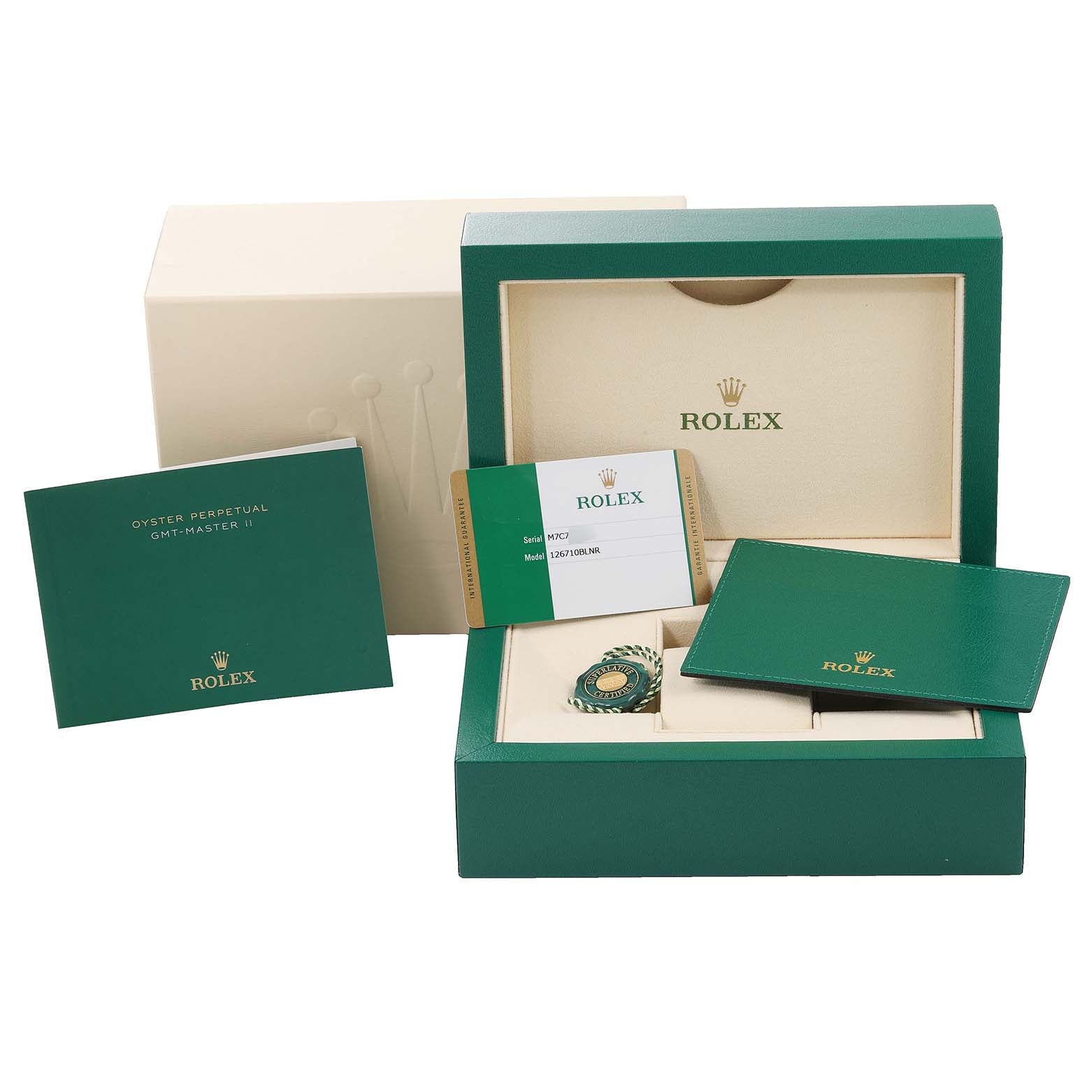 Rolex GMT Master II Black Blue Batgirl Jubilee Mens Watch 126710 Box Card