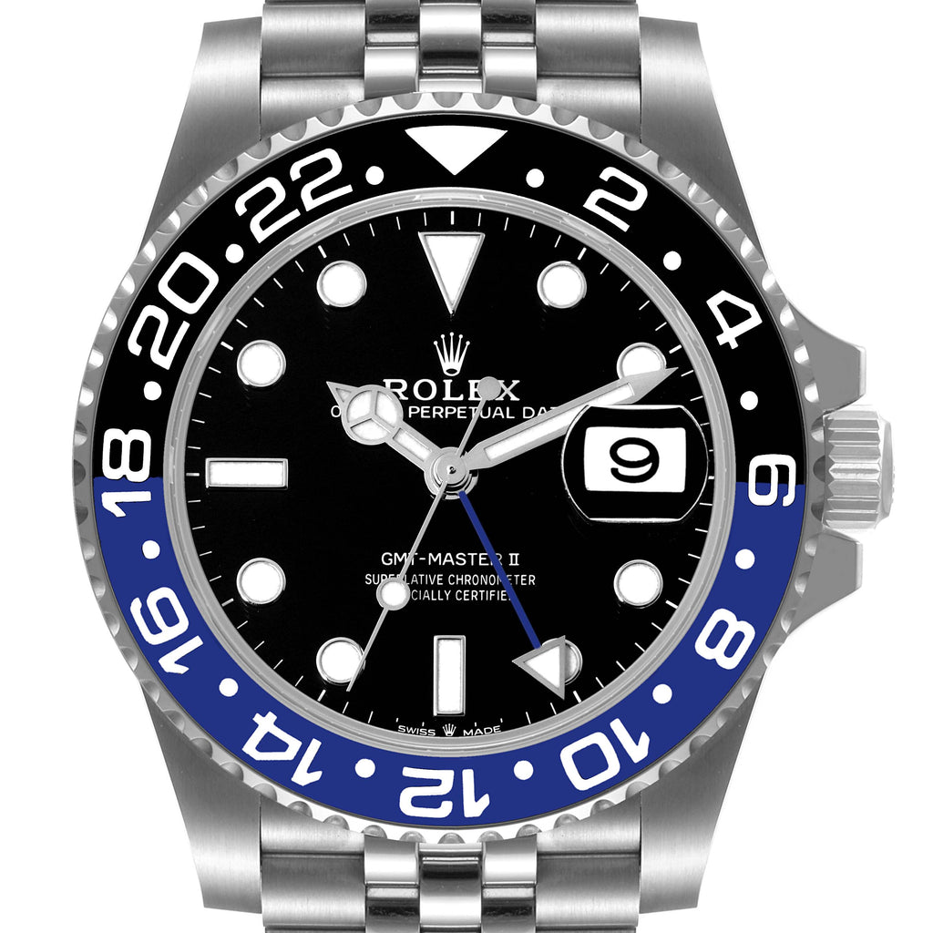 Rolex GMT Master II Black Blue Batgirl Jubilee Mens Watch 126710 Box Card