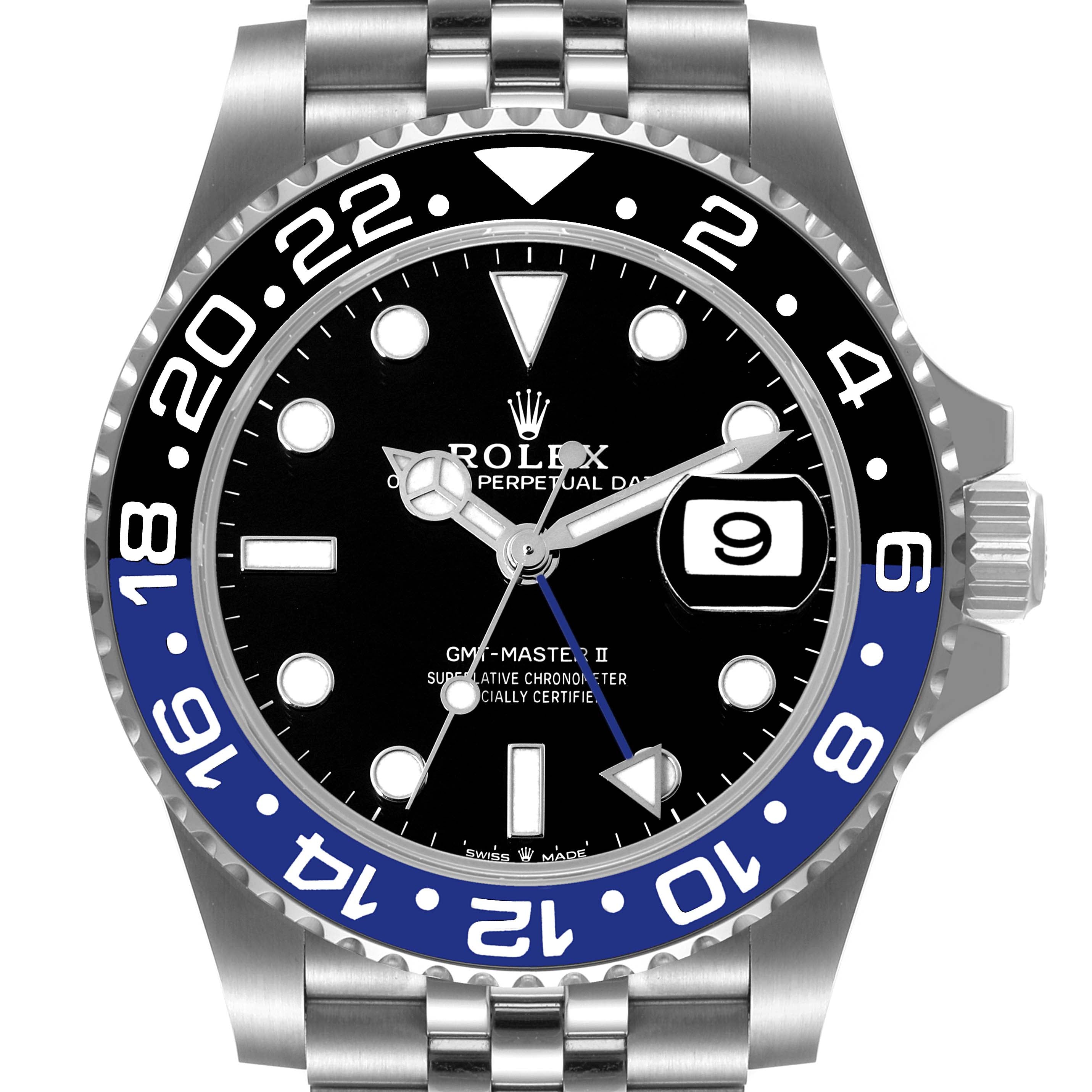Rolex GMT Master II Black Blue Batgirl Jubilee Mens Watch 126710 Box Card