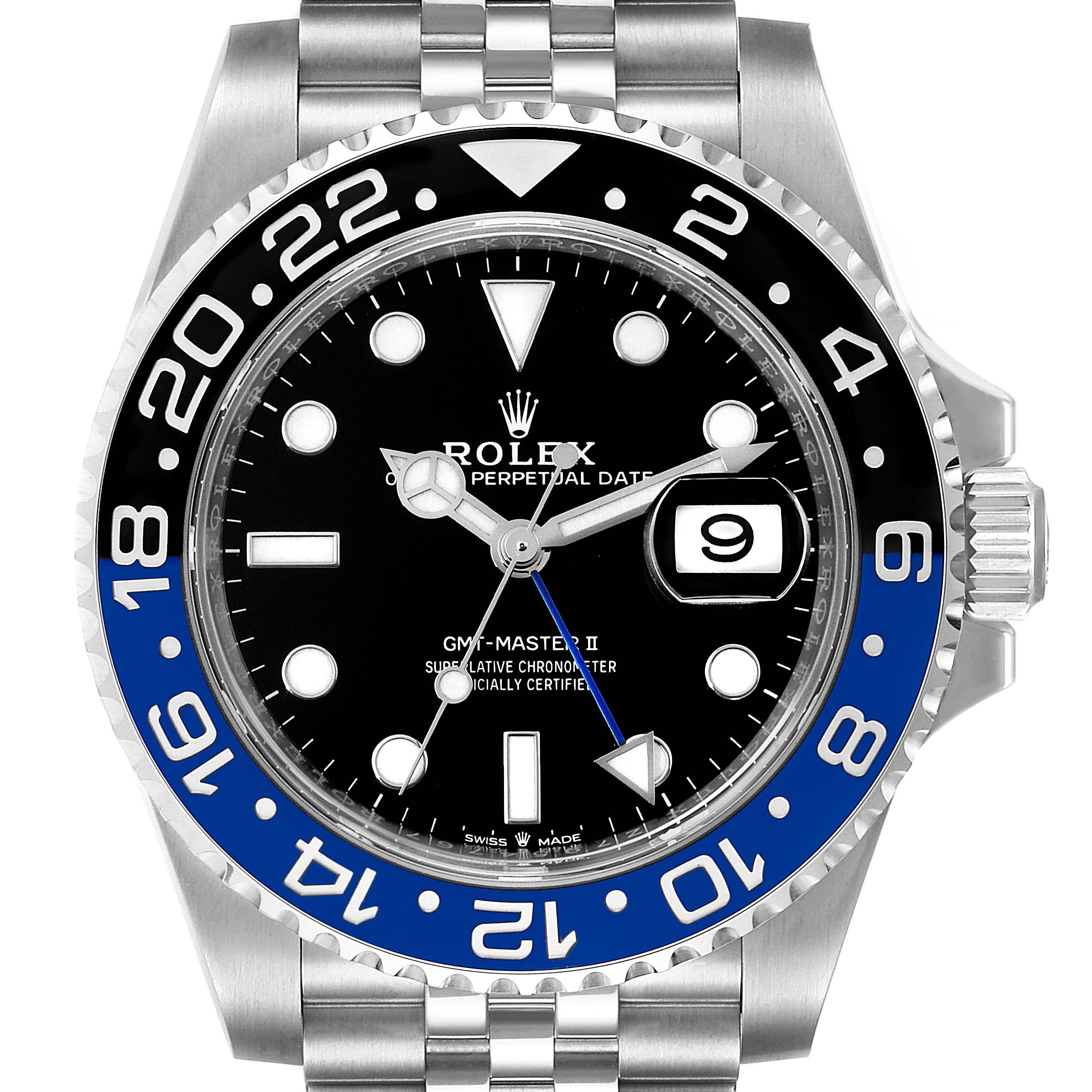 Rolex GMT Master II Black Blue Batman Batgirl Steel Mens Watch 126710 Unworn