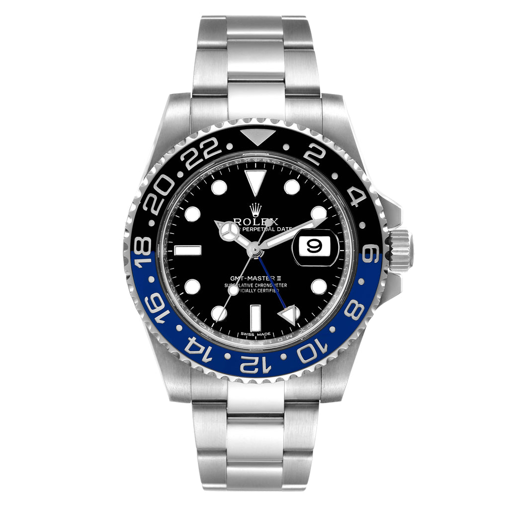 Rolex GMT Master II Black Blue Batman Ceramic Bezel Mens Watch 116710 Box Card