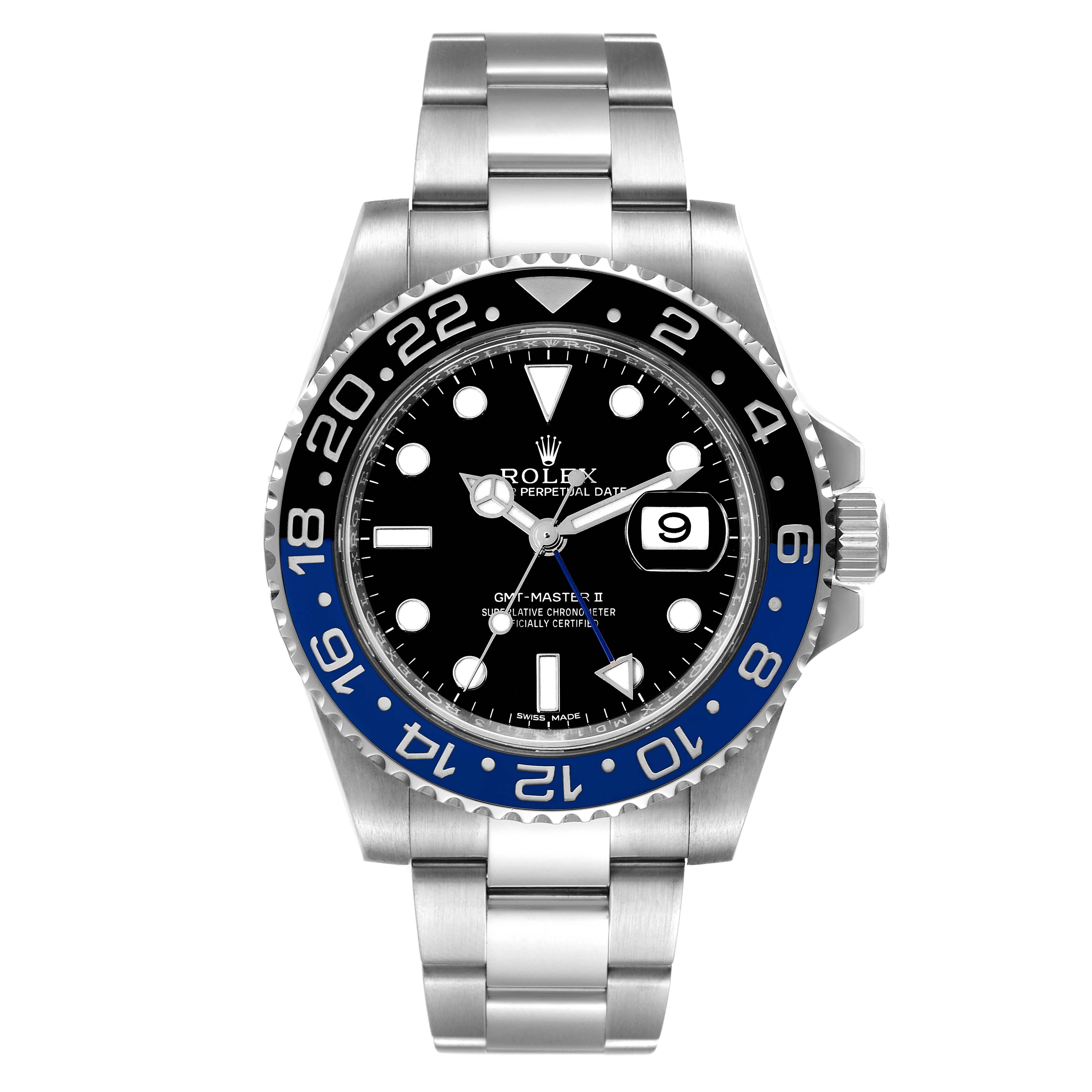 Rolex GMT Master II Black Blue Batman Ceramic Bezel Mens Watch 116710 Box Card