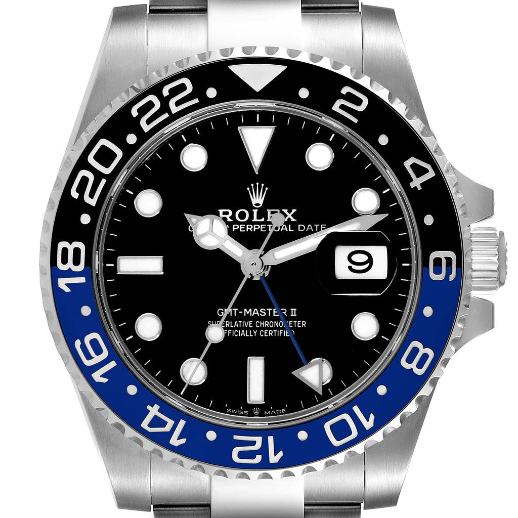 Rolex GMT Master II Black Blue Batman Ceramic Bezel Steel Mens Watch 126710