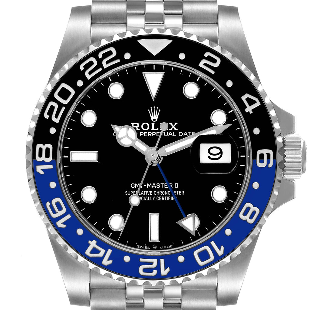 Rolex GMT Master II Black Blue Batgirl Jubilee Mens Watch 126710 BLNR Box Card