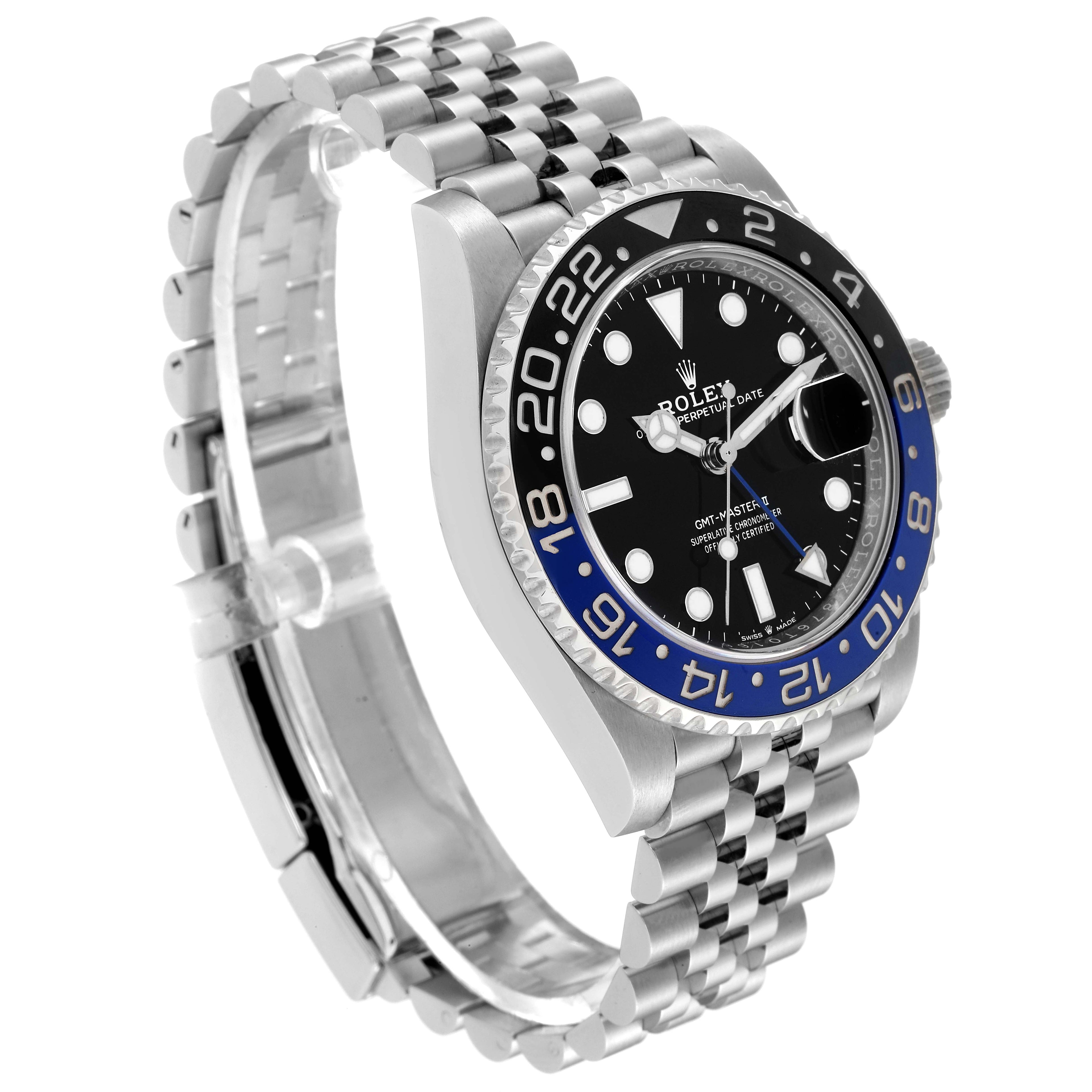 Rolex GMT Master II Black Blue Batgirl Jubilee Mens Watch 126710 BLNR Box Card