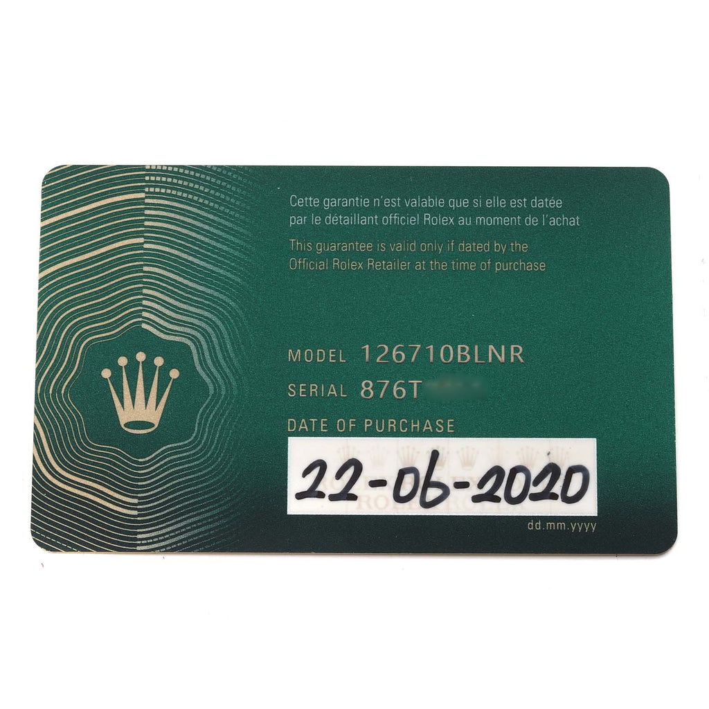 Rolex GMT Master II Black Blue Batgirl Jubilee Mens Watch 126710 BLNR Box Card