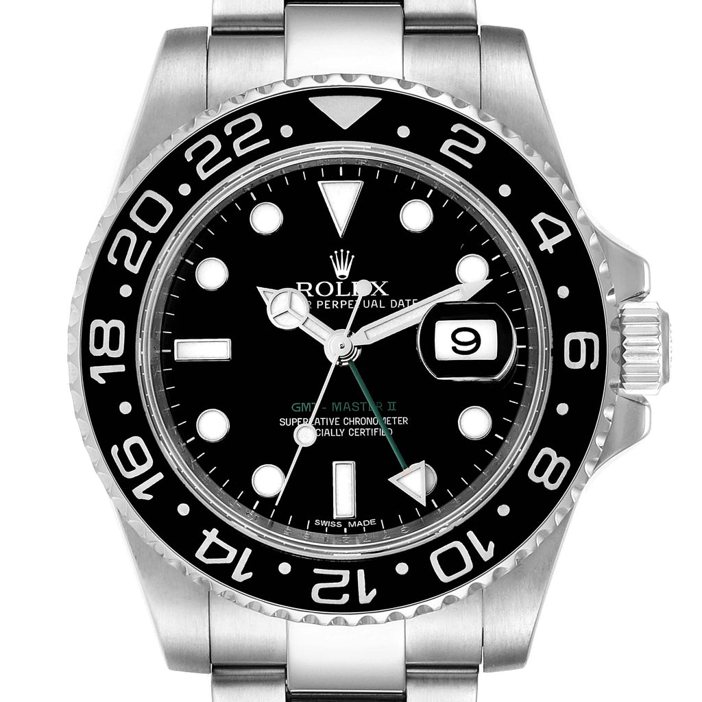 Rolex GMT Master II Black Dial Bezel Steel Mens Watch 116710